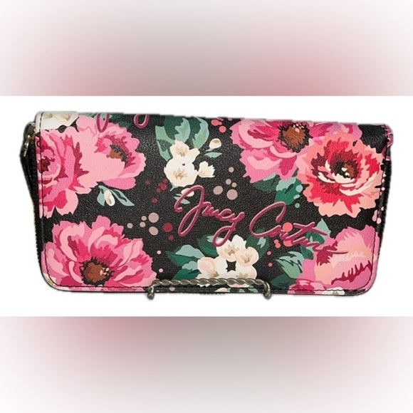 Juicy Couture ‘Pick Ur Petal’ Black  Wallet & Card Organizer, bow on front - Picture 5 of 13